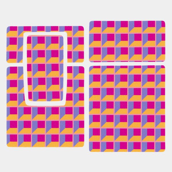 SX-70 SLR-680 Fuchsia & Orange Grid Vegan Leather Camera Skins Discount