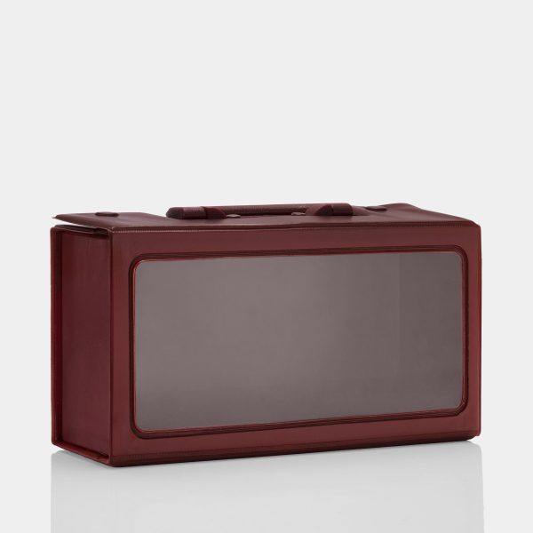 Maroon Cassette Storage Carrying Case with Handle Online - Image 3