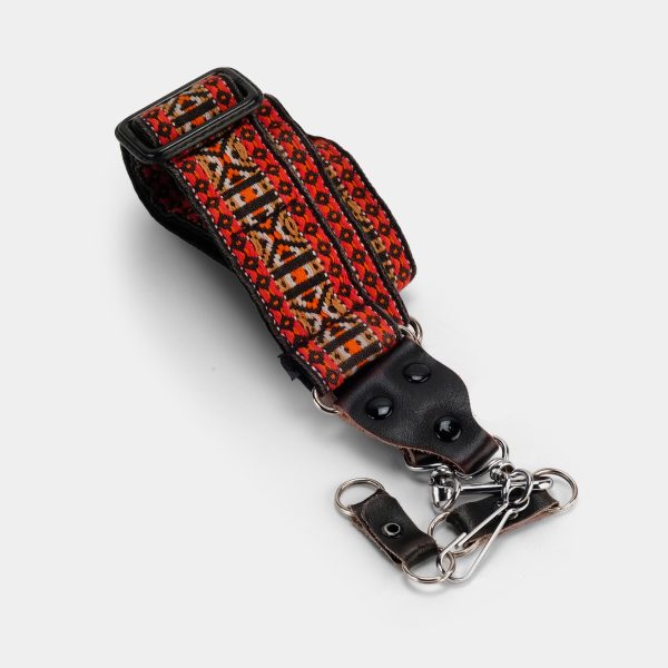 Vintage Red, Orange, and Brown Patterned Hippie Camera Strap Cheap - Image 5